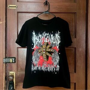 Boygenius Band Tee - Always An Angel, Never A God - Black Red - Size Medium